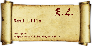 Réti Lilla névjegykártya